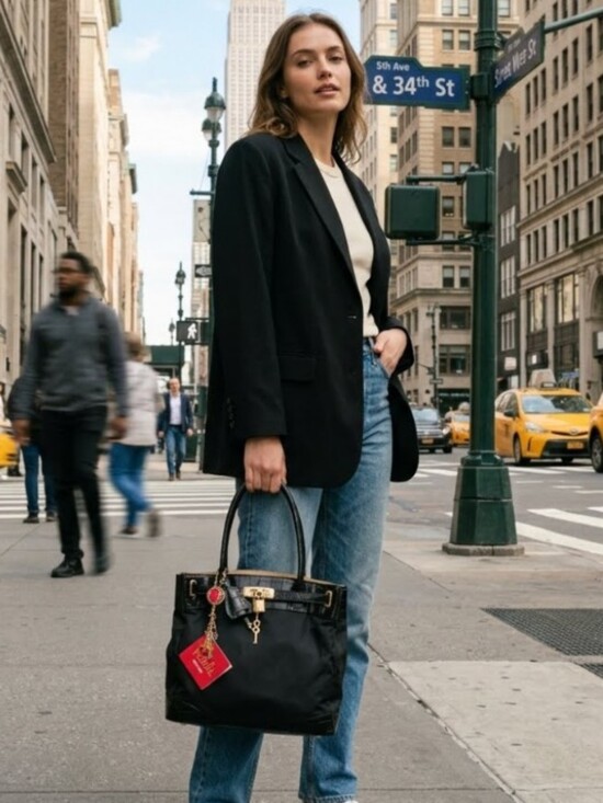 Falchi Handbags - Felicci New York Nylon And Leather Tote Bag NWT